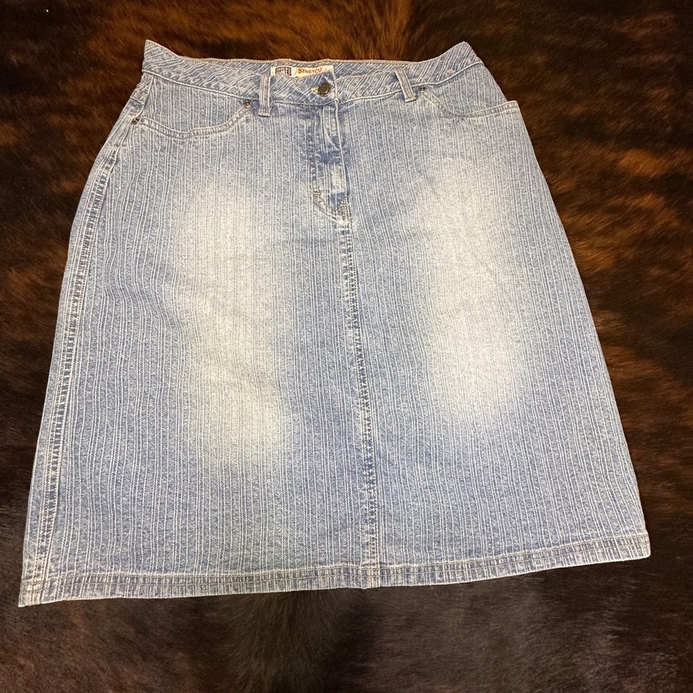 FADED GLORY Stretch Ribbed Denim Mini Skirt Size 12